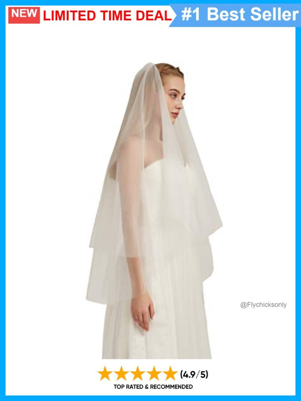Double Layer Sheer Tulle Bridal Veil 2 Tier Wedding Veil with Comb